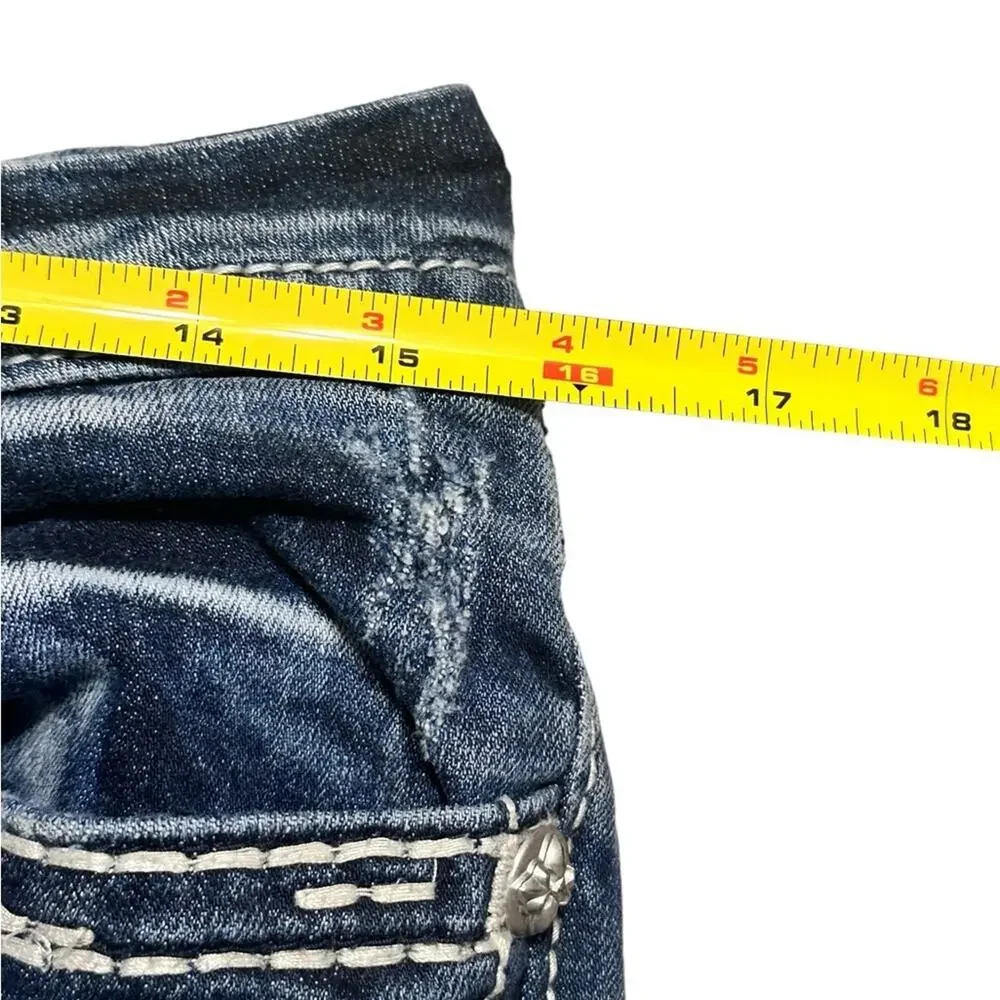 Miss Me Mid-Rise Easy Crop Jeans size 27 Distressed Embellished JE8344EC - Picture 4 of 10